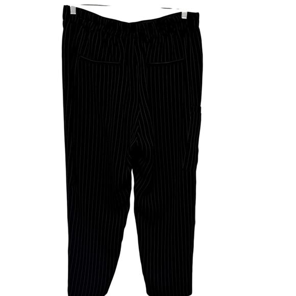 Zara Pin Stripe High Rise Button Fly Pants Black and White Size Large - Picture 4 of 5